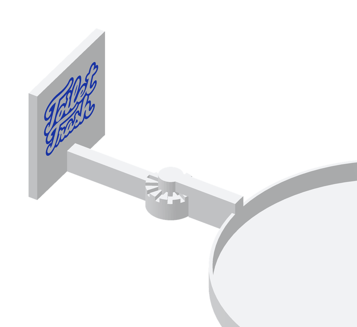 Close-up of the toothed rotational joint connecting the sieve arm to the mounting bracket.